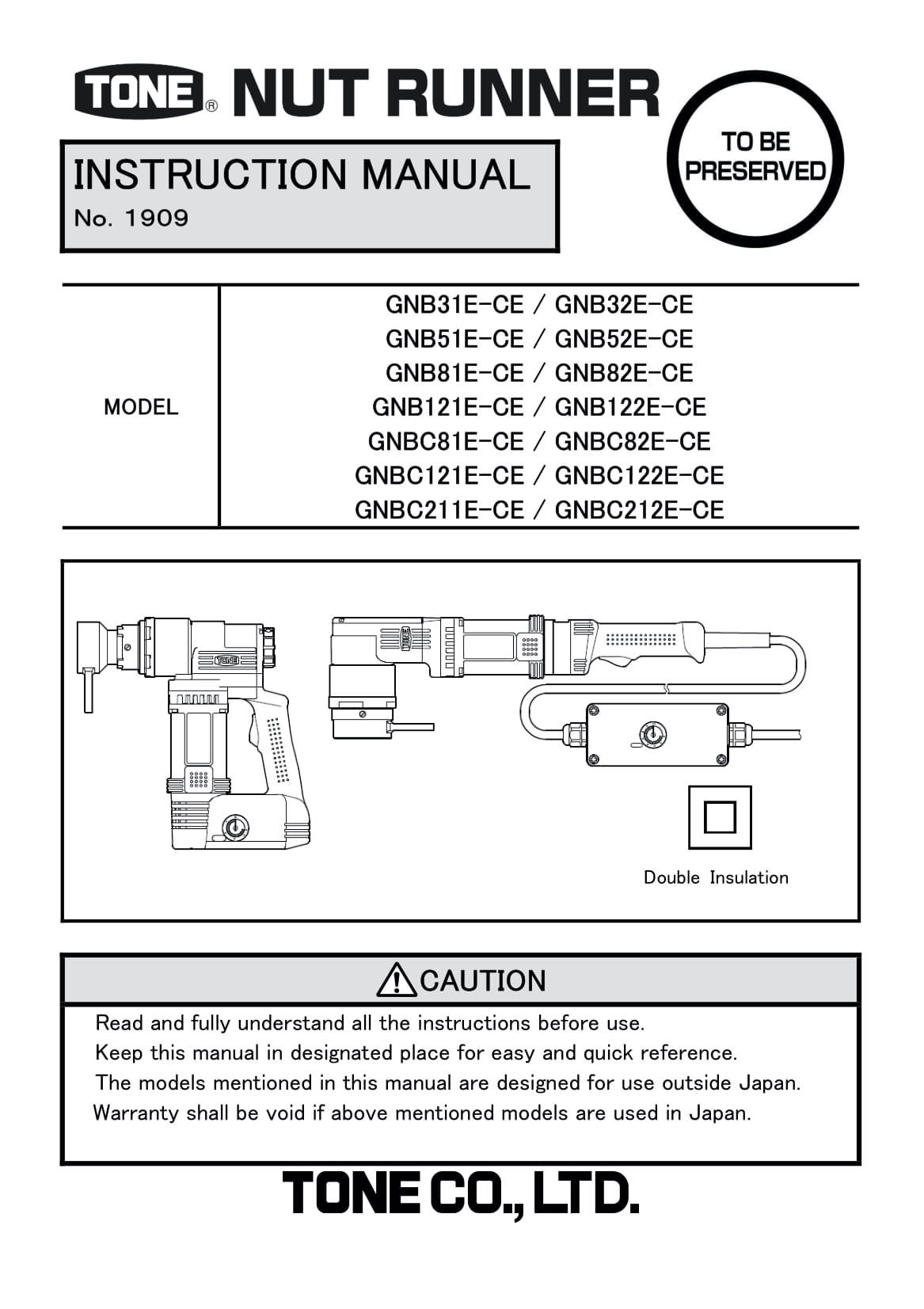 GNBC-81E, GNBC-121E & GNBC-211E Manual