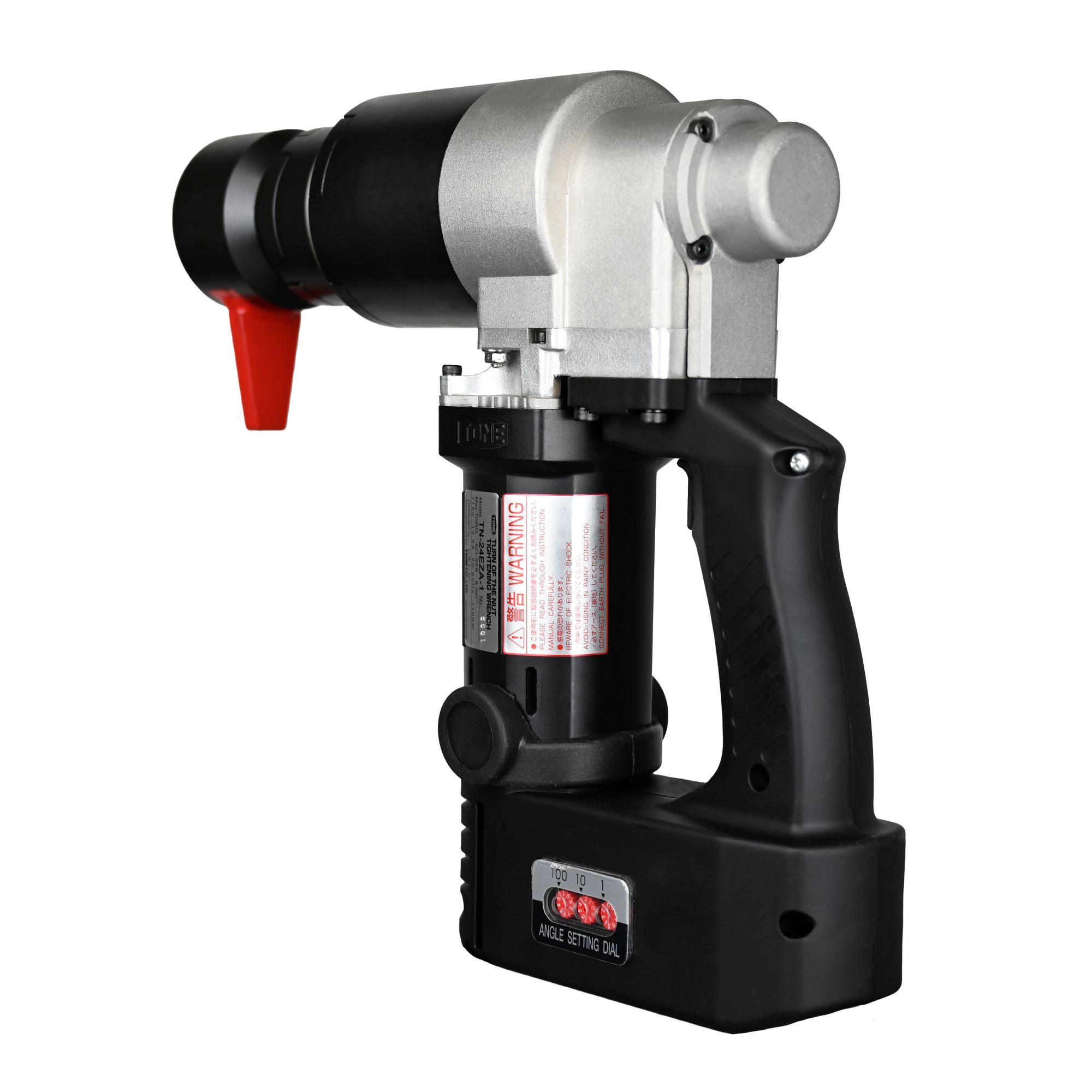 TN-24EZA 360-08 The TONE TN-24EZA Turn-of-Nut Wrench features a cordless design with a black handle, silver head, and red trigger lever.