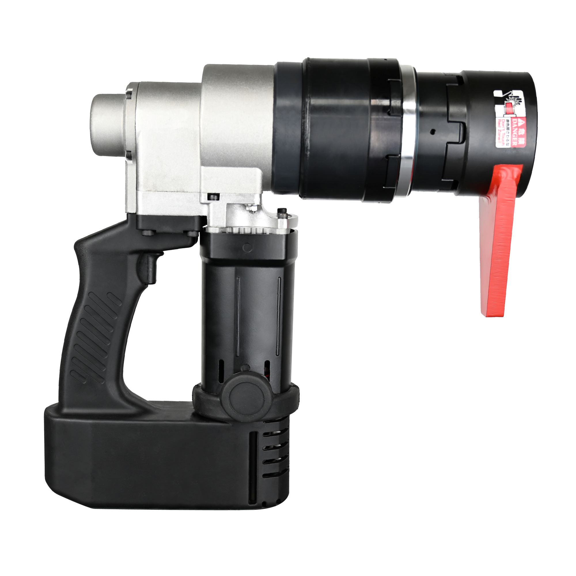 TN-33EZ Turn-of-Nut Wrench 360 The TONE TN-33EZ Turn-of-Nut Wrench is a handheld electric torque wrench with a black handle, silver body, and red lever.