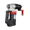 Portable electric rebar cutter with red and black housing and gray cutting head.