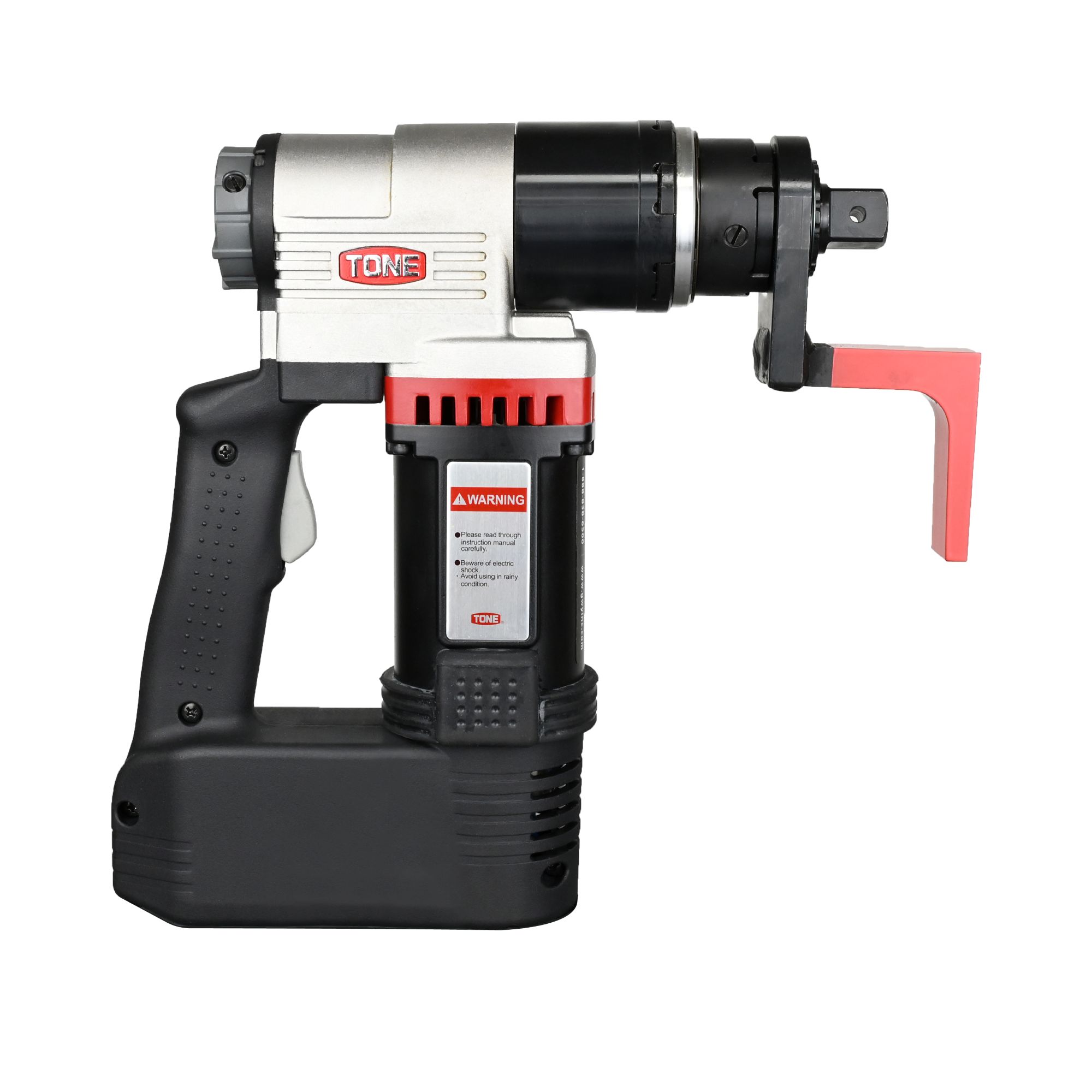 TOKE brand handheld paint sprayer with white and black housing and red trigger handle.