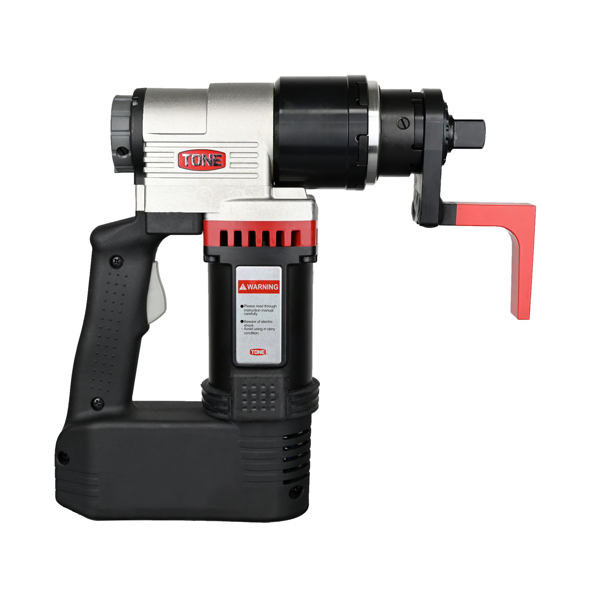 TONG brand electric paint sprayer with black handle, white and black motor housing, and red trigger.