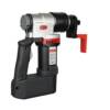 Pneumatic coil roofing nailer with black grip handle and red accents on white background.
