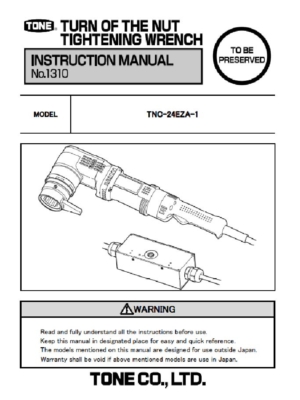 Turn of the Nut Tightening Wrench Instruction Manual