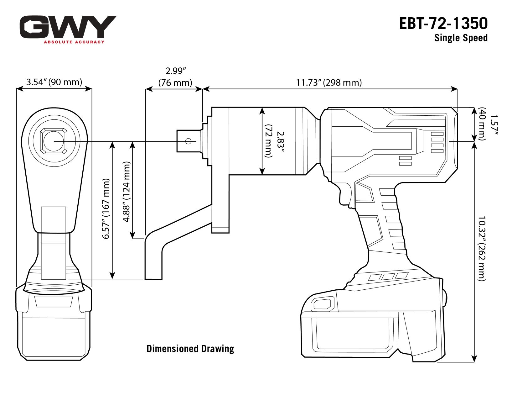 Blueprint of a EBT-72-1350 Torque Wrench