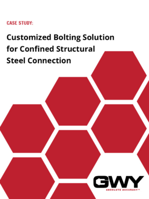 Red hexagonal shapes arranged in a honeycomb pattern with GWY logo and case study title about.